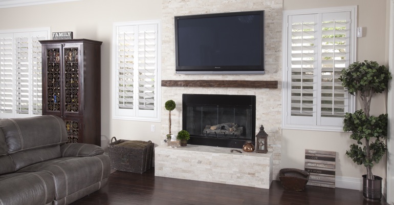 polywood shutters in San Diego living room